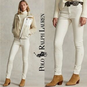 Polo Ralph Lauren Lambskin Slim Fit Straight Trousers Size 6